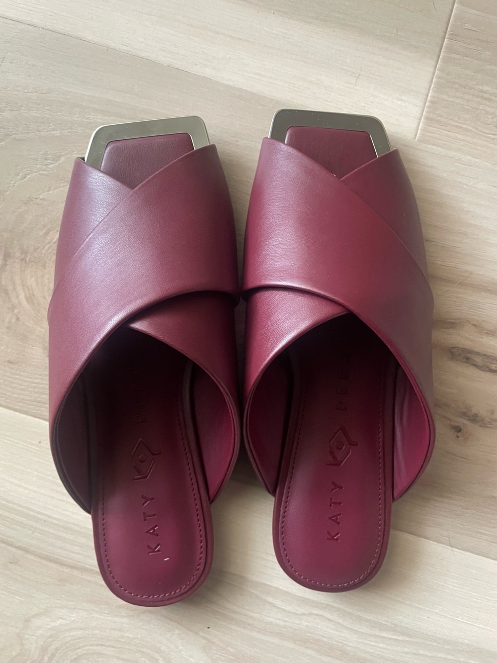 Katy Perry Collections Burgundy Crisscross Slide Mules